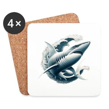 Shark Predator Fish - Coasters (set of 4) - white - Front