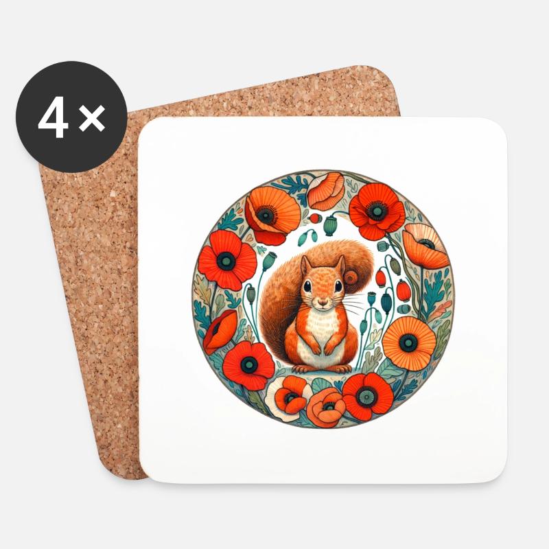 Eichhörnchen - Untersetzer (4er-Set) - Weiß