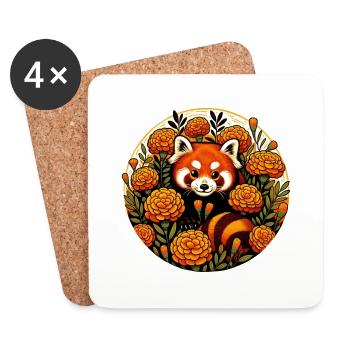 Kleiner Panda - Untersetzer (4er-Set) - Weiß - Vorne