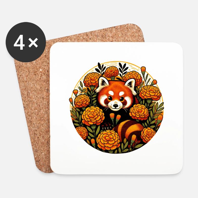 Kleiner Panda - Untersetzer (4er-Set) - Weiß