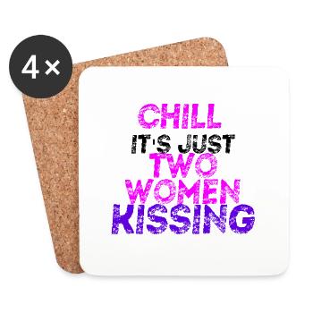 Idée cadeau Chill Lesbienne LGBT LGBTQ+ queer - Dessous de verre (lot de 4) - blanc - Devant