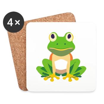 Grenouille verte assise. - Dessous de verre (lot de 4) - blanc - Devant