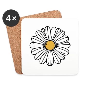 Marguerite - Dessous de verre (lot de 4) - blanc - Devant
