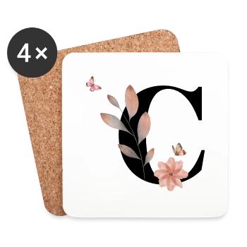 Letter c wildflowers watercolors - Coasters (set of 4) - white - Front