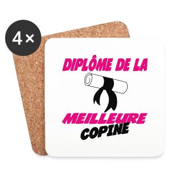 Diplome de la meilleure COPINE 2848 - Dessous de verre (lot de 4) - blanc - Devant