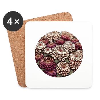 Chrysanthème - Dessous de verre (lot de 4) - blanc - Devant