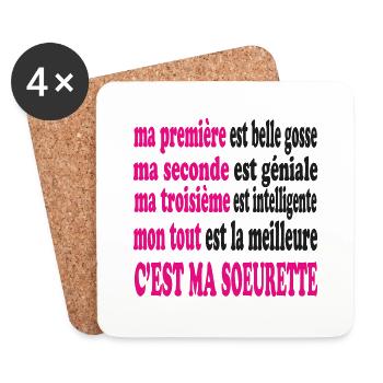 Ma SOEURETTE est belle - Dessous de verre (lot de 4) - blanc - Devant