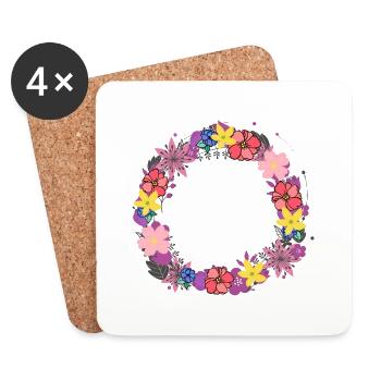 leer,blumen,blumenkranz,floral,illustration,lila - Untersetzer (4er-Set) - Weiß - Vorne