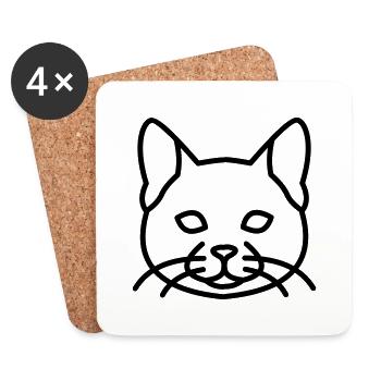 Cat - Coasters (set of 4) - white - Front