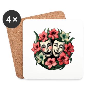 Melpomene and Thalia Comedy and Tragedy - Coasters (set of 4) - white - Front
