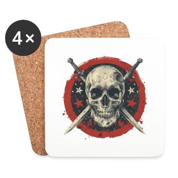 Totenkopf Schwerter Skull - Untersetzer (4er-Set) - Weiß - Vorne