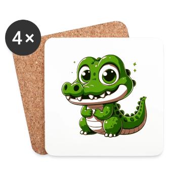 Crocodile - Dessous de verre (lot de 4) - blanc - Devant