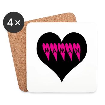 Maman coeur - Dessous de verre (lot de 4) - blanc - Devant