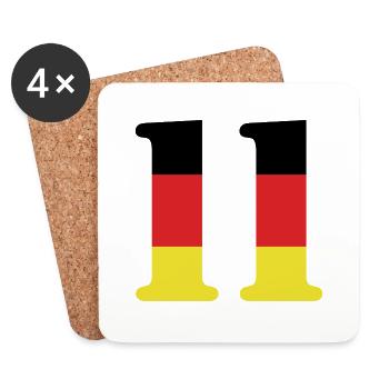 11 Numéro Jersey Allemagne - Dessous de verre (lot de 4) - blanc - Devant