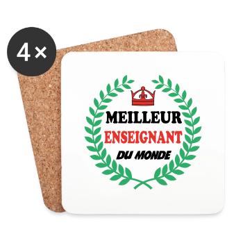 MEILLEUR ENSEIGNANT DU MONDE - Dessous de verre (lot de 4) - blanc - Devant