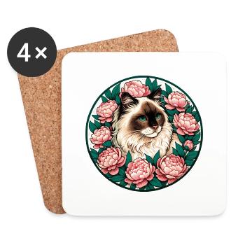 Ragdoll Breed Cat - Coasters (set of 4) - white - Front