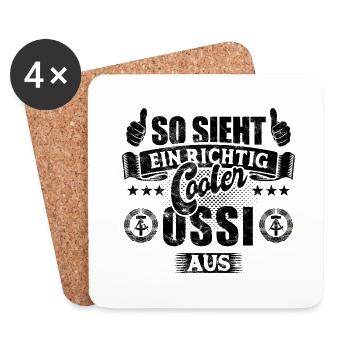 So sieht ein richtig cooler Ossi aus - Spruch - Untersetzer (4er-Set) - Weiß - Vorne
