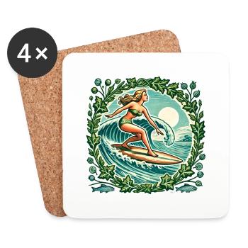 Surfer Girl - Coasters (set of 4) - white - Front