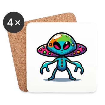 Alien Encounter - Untersetzer (4er-Set) - Weiß - Vorne