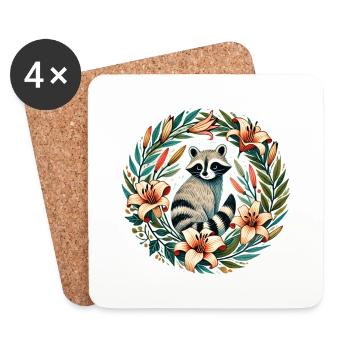 Waschbär-Lilie - Untersetzer (4er-Set) - Weiß - Vorne