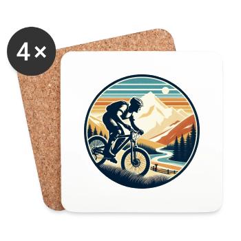 Mountain Biker - Coasters (set of 4) - white - Front