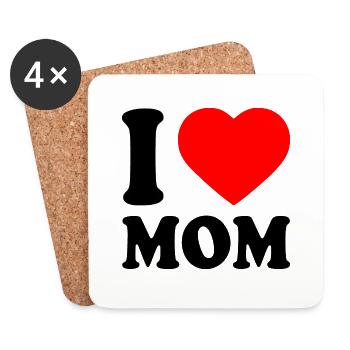 I love mom - Dessous de verre (lot de 4) - blanc - Devant