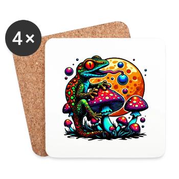 Psychedelic frog with mushrooms - Coasters (set of 4) - white - Front