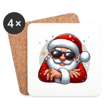 Cooler Weihnachtsmann mit Sonnenbrille - Untersetzer (4er-Set) - Weiß - Vorne