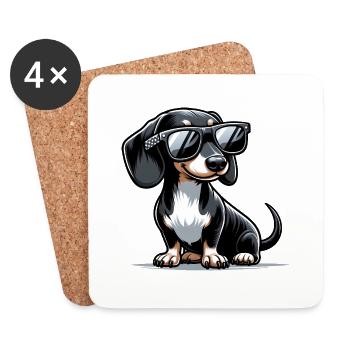 Cute Dachshund Dog - Coasters (set of 4) - white - Front