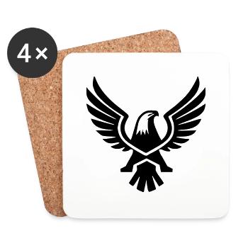 Aigle faucon symbole armoiries pictogramme vectoriel - Dessous de verre (lot de 4) - blanc - Devant