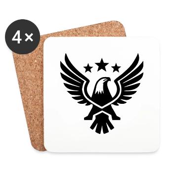 aigle, faucon, étoiles, symbole, armoiries, pictogramme, vecteur, - Dessous de verre (lot de 4) - blanc - Devant