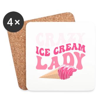 Crazy Ice Cream Lady Summer Scoop Cone - Untersetzer (4er-Set) - Weiß - Vorne