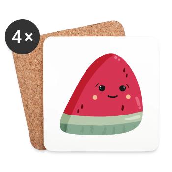 Kawaii Wassermelone - Untersetzer (4er-Set) - Weiß - Vorne