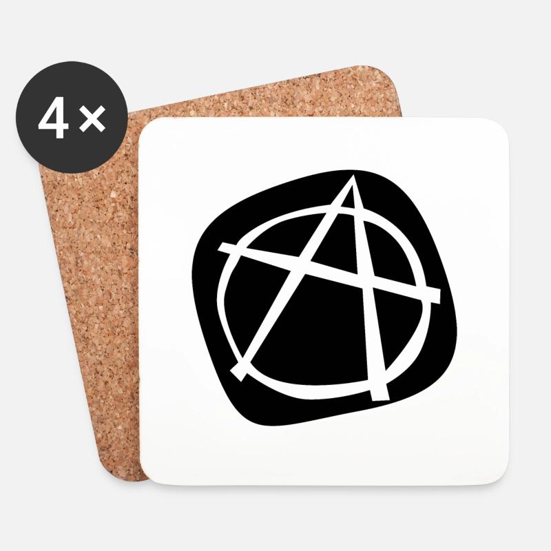 Wobbly A - Anarchy Sticker - Coasters (set of 4) - white