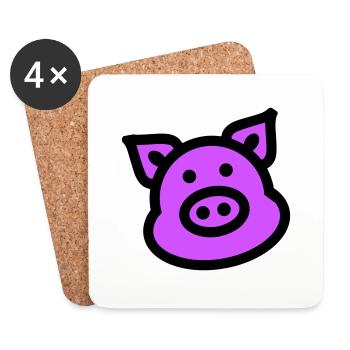 Pig Animal Pink - Coasters (set of 4) - white - Front