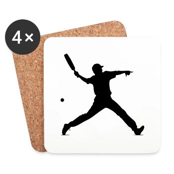 Cricket Mann Silhouette - Untersetzer (4er-Set) - Weiß - Vorne