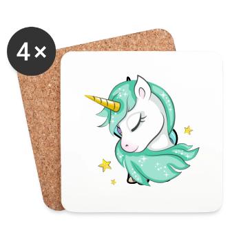 Süßes Einhorn - Untersetzer (4er-Set) - Weiß - Vorne