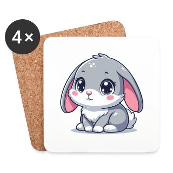 Baby Kaninchen - Untersetzer (4er-Set) - Weiß - Vorne