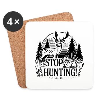 Stop Hunting - Untersetzer (4er-Set) - Weiß - Vorne