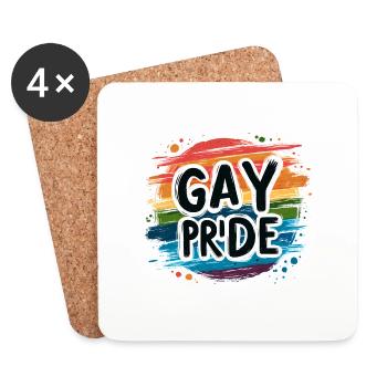 Gay Pride - LGBTQIA+ - LGBT - Dessous de verre (lot de 4) - blanc - Devant