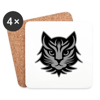 Tête de portrait de chat - Dessous de verre (lot de 4) - blanc - Devant