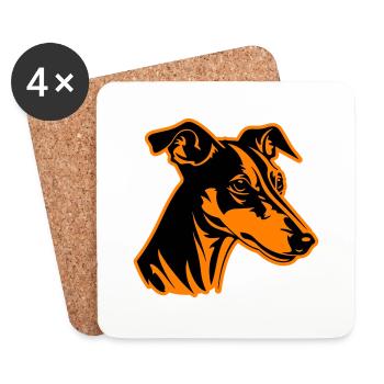 Greyhound Hund Kopf - Untersetzer (4er-Set) - Weiß - Vorne