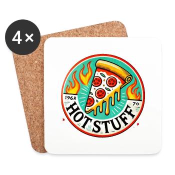 Hot Stuff Pizza - Coasters (set of 4) - white - Front