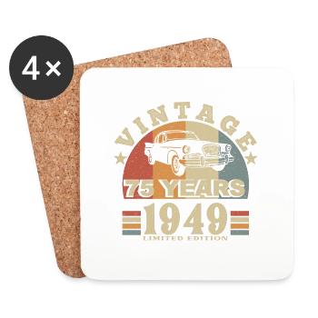 Vintage 1949 Born In 1949 75 Years Anniversary - Coasters (set of 4) - white - Front