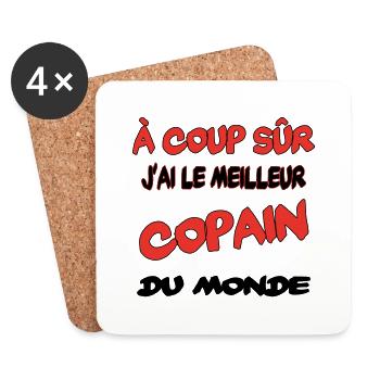 Meilleur copain du monde - Dessous de verre (lot de 4) - blanc - Devant