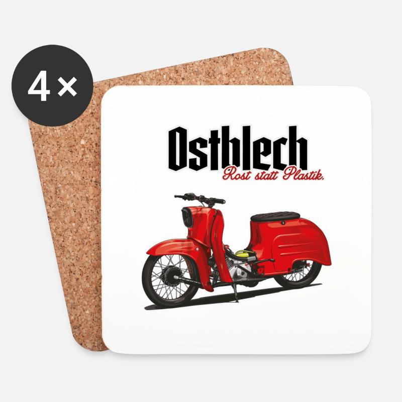 Schwalbe (rot / Ostblech) // Illustration - Untersetzer (4er-Set) - Weiß