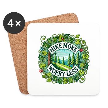 Hike More Worry Less - Coasters (set of 4) - white - Front