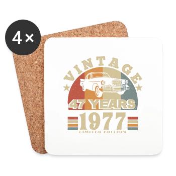 vintage 1977 né en 1977 47 ans anniversaire - Dessous de verre (lot de 4) - blanc - Devant