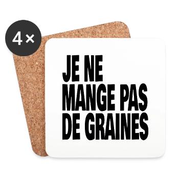 je ne mange pas de graines - Dessous de verre (lot de 4) - blanc - Devant