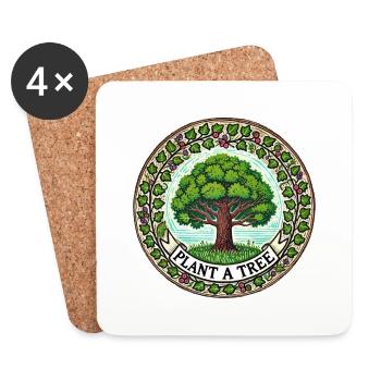 Planter un arbre - Dessous de verre (lot de 4) - blanc - Devant